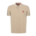Koszulka polo męska bawełniana z kolorowym logo beżowa M0-99-101-9