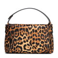 Damski kuferek ze skóry naturalnej w panterkę mini brązowo - czarny 102-4E-603-4