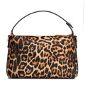 Damski kuferek ze skóry naturalnej w panterkę mini brązowo - czarny 102-4E-603-4
