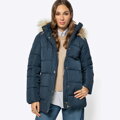 Kurtka damska pikowana z monogramem granatowa 99-9D-901-N