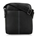 Pánska kožená crossbody taška s prešívaním čierna 100-4U-804-1