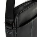 Pánska kožená crossbody taška s prešívaním čierna 100-4U-804-1