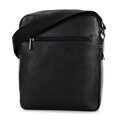 Kožená crossbody taška s dekoratívnym prešívaním čierna 100-4U-808-1