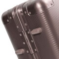 Mała walizka z aluminium na kółkach beżowo - szara 56-3H-101-8M