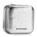 Małe metaliczne etui na biżuterię z przegródkami srebrne 104-2Y-504-SS