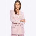 Damska marynarka z tkaniny boucle długa różowa 100-9X-502-P