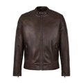 Męska kurtka z ekoskóry z pikowaniem na ramionach ciemny brąz 97-9P-155-4
