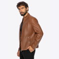Męska kurtka z naturalnej skóry owczej jasny brąz 101-09-850-5