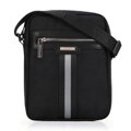 Pánska crossbody taška s dekoratívnou stuhou čierna 100-4U-905-1