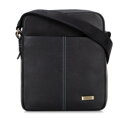 Pánska kožená crossbody taška s dvojitou textúrou čierna 100-4U-803-1