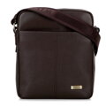 Pánska kožená crossbody taška s dvojitou textúrou tmavohnedá 100-4U-803-4
