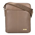 Pánska kožená crossbody taška s dvojitou textúrou taupe 100-4U-803-9
