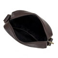 Pánska kožená crossbody taška s dvojitou textúrou tmavohnedá 100-4U-803-4
