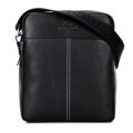 Pánska veľká kožená crossbody taška čierna 100-4U-807-1