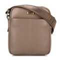 Pánska kožená crossbody taška s prešívaním taupe 100-4U-811-9