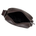Pánska kožená crossbody taška s prešívaním tmavohnedá 100-4U-811-4