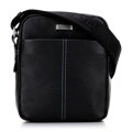 Pánska kožená crossbody taška s prešívaním čierna 100-4U-811-1