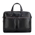 Męska skórzana torba na laptopa 14” z paskiem czarna 103-3U-001-1