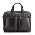 Męska skórzana torba na laptopa 14” z paskiem brązowa 103-3U-001-4