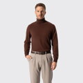 Męski golf z wełny ciemny brąz 29-99-350-4