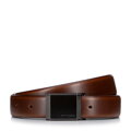 Męski pasek skórzany z błyszczącą klamrą brązowy 100-8M-903-4