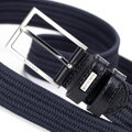 Męski pasek z materiałowej plecionki granatowy 101-8M-408-N