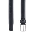 Męski skórzany pasek z elegancką metalową klamrą czarny 103-8M-213-1