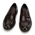 Męskie buty derby skórzane na grubej podeszwie brązowe 96-M-500-4