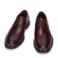 Męskie buty derby skórzane z płaskim szwem bordowe 95-M-506-3