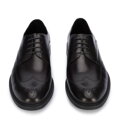 Męskie buty derby skórzane z płaskim szwem czarne 95-M-506-1
