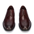 Męskie buty derby skórzane z płaskim szwem bordowe 95-M-506-3