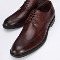 Męskie buty derby skórzane z płaskim szwem bordowe 95-M-506-3