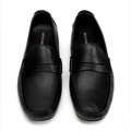 Męskie półbuty slip-on ze skóry czarne 100-M-504-1