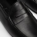 Męskie półbuty slip-on ze skóry naturalnej czarne 100-M-505-1