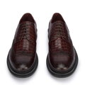 Męskie półbuty ze skóry croco bordowe 95-M-504-3