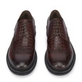 Męskie półbuty ze skóry croco brązowe 95-M-504-4
