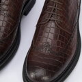 Męskie półbuty ze skóry croco brązowe 95-M-504-4