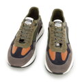 Męskie sneakersy skórzane z motywem w jodełkę zielono-szare 96-M-952-8