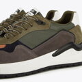 Męskie sneakersy skórzane z motywem w jodełkę zielono-szare 96-M-952-8