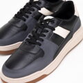Męskie sneakersy z ekoskóry czarno - szare 99-M-715-1