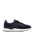 Męskie sneakersy zamszowe z elastycznymi wstawkami granatowe 96-M-513-N