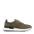 Męskie sneakersy zamszowe z elastycznymi wstawkami zielone 96-M-513-Z