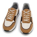 Męskie sneakersy zamszowe z elastycznymi wstawkami brązowe 96-M-513-5