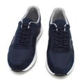 Męskie sneakersy zamszowe z elastycznymi wstawkami granatowe 96-M-513-N