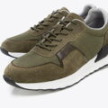 Męskie sneakersy zamszowe z elastycznymi wstawkami zielone 96-M-513-Z