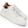 Męskie sneakersy ze skóry dwukolorowe biało - brązowe 100-M-700-5