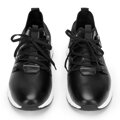 Męskie sneakersy ze skóry i tkaniny czarne 92-M-914-1