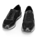 Męskie sneakersy ze skóry zamszowej i licowej czarne 92-M-300-1
