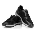 Męskie sneakersy ze skóry zamszowej i licowej czarne 92-M-300-1