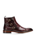 Męskie trzewiki ze skóry naturalnej z ozdobnymi klamrami bordowe 101-M-500-3